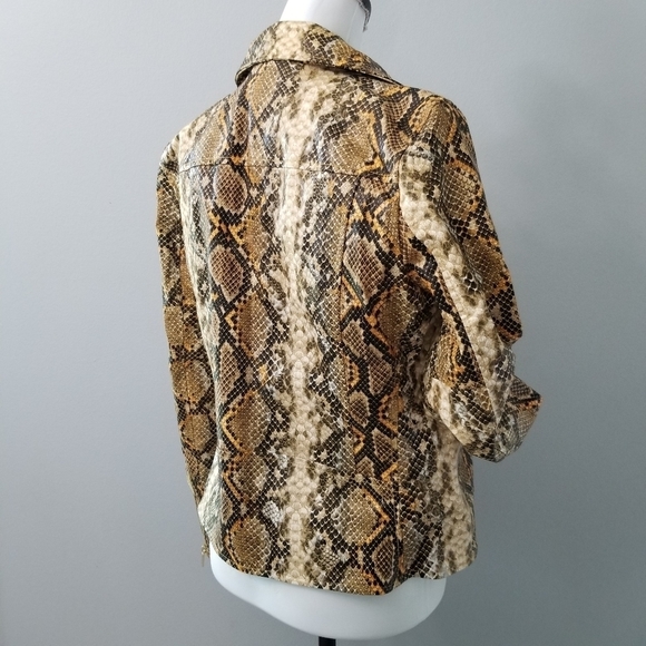 T TAHARI Snake Print Faux Leather Moto Jacket S - Picture 7 of 16